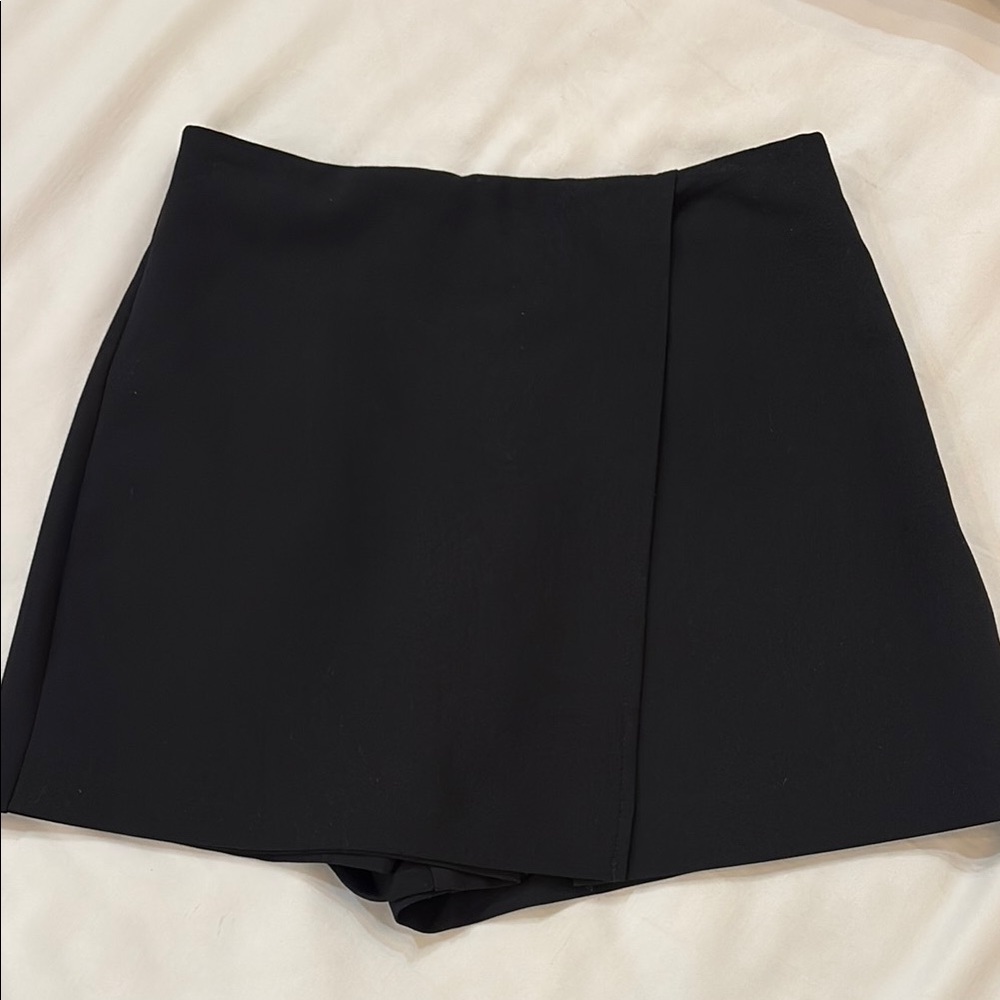 Black Wrap Front Skort